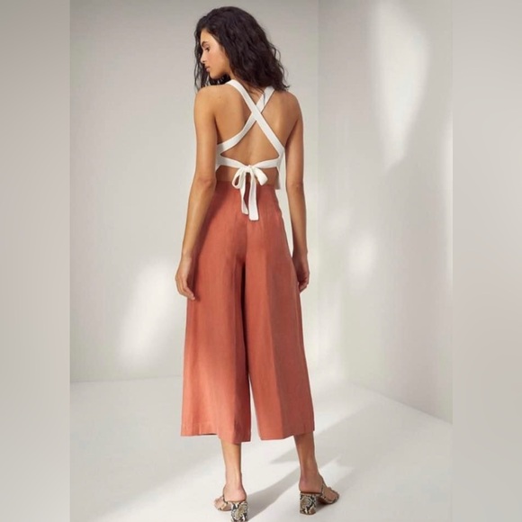 Aritzia Wilfred Wander White Linen new Wide Leg Cropped Summer Vacation Pant Sz8 - Picture 6 of 13